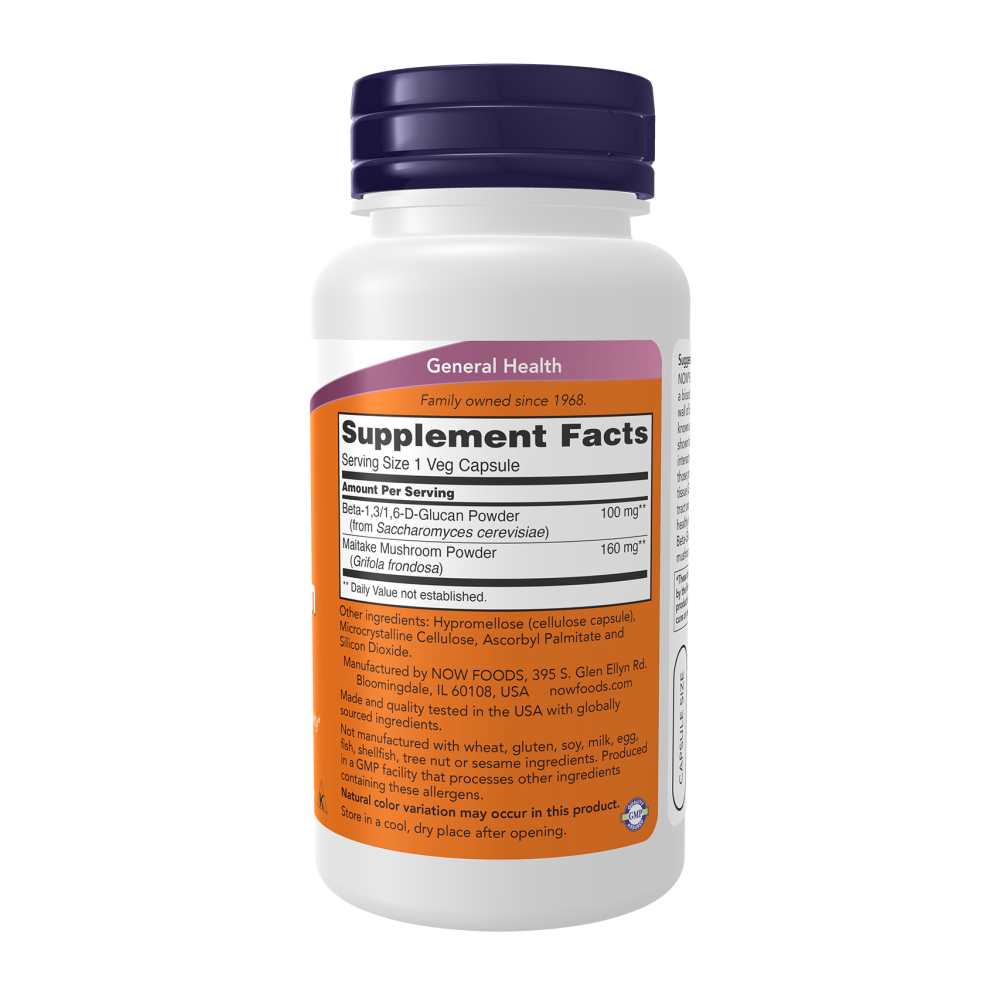 Now Foods Beta-Glucan with Maitake – Immune Support – 90 Veg Capsules thumbnail 2
