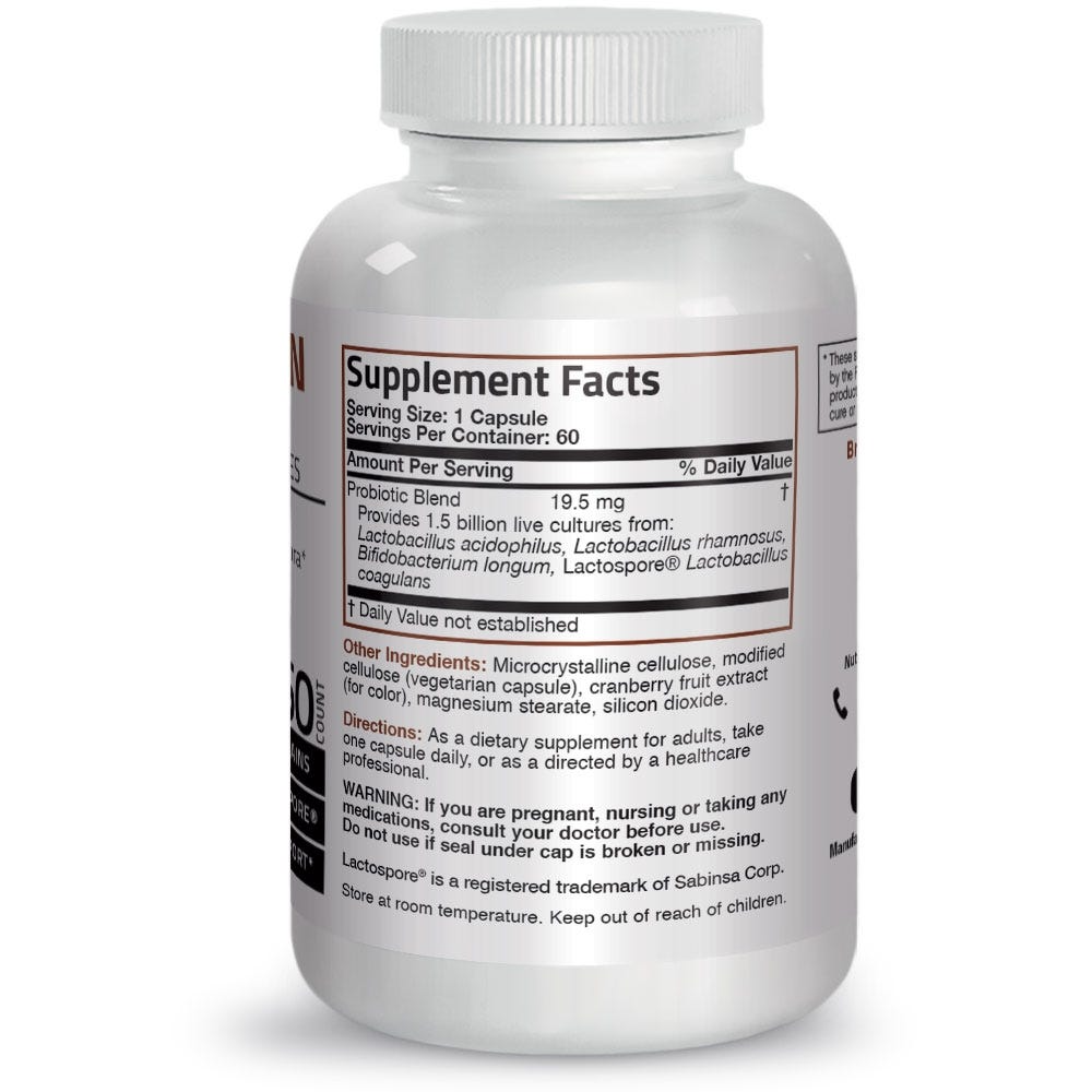 Bronson Vitamins Multi-Strain Probiotic - 1.5 Billion Cfu 60 Caps thumbnail 3