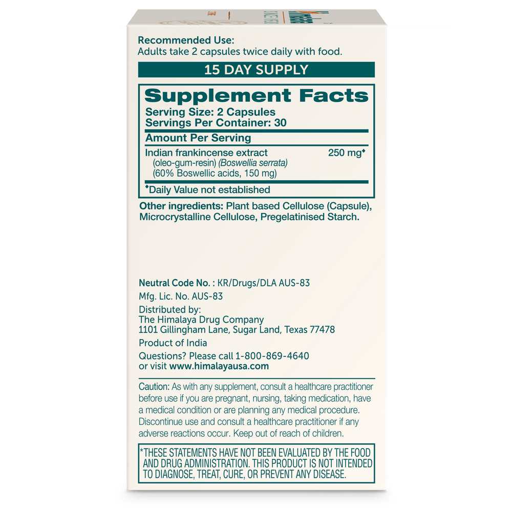 Himalaya Boswellia | Joint Support Formula 60 Capsules thumbnail 2