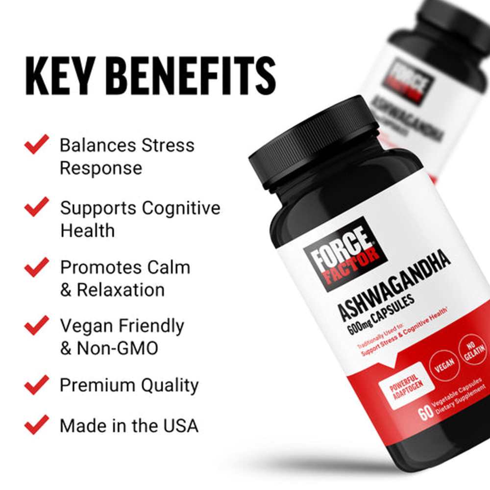 Force Factor Ashwagandha – 60 Capsules thumbnail 2