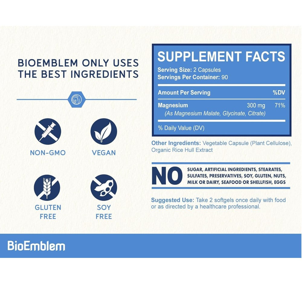 BioEmblem Triple Magnesium Complex | 300 mg Magnesium Glycinate thumbnail 2