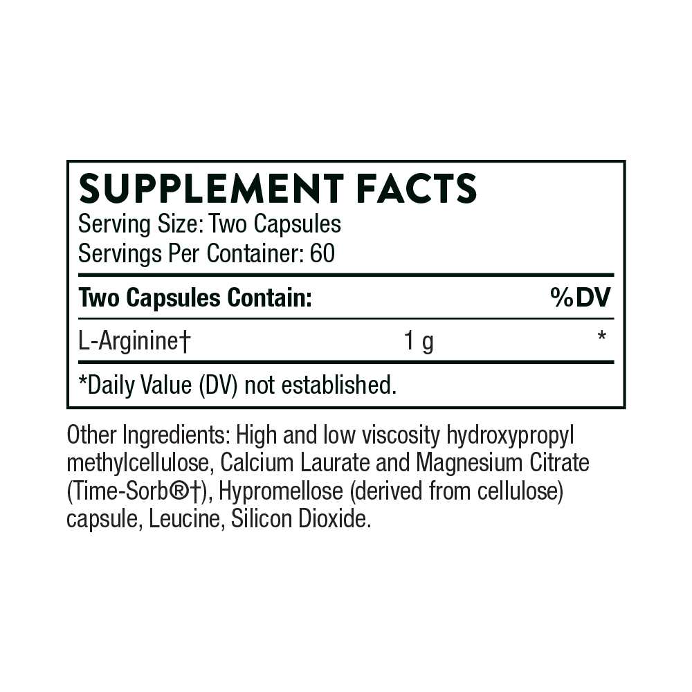 Thorne L-Arginine Sustained Release – 120 Capsules thumbnail 2