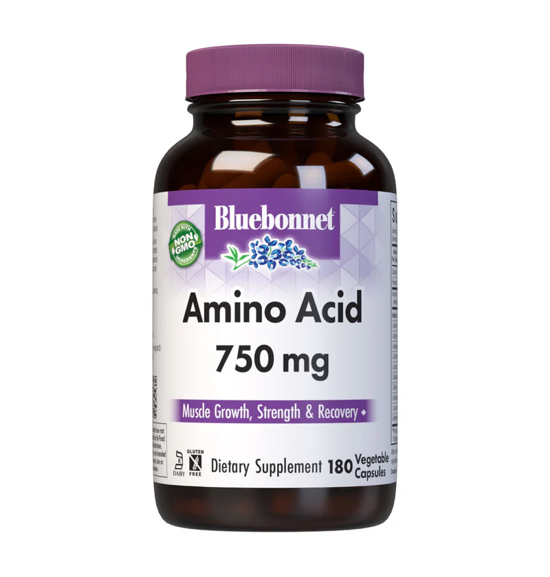 Bluebonnet Amino Acid 750 mg Capsules – Muscle Growth, Strength & Repair, 120 Vegetable Capsules thumbnail 4