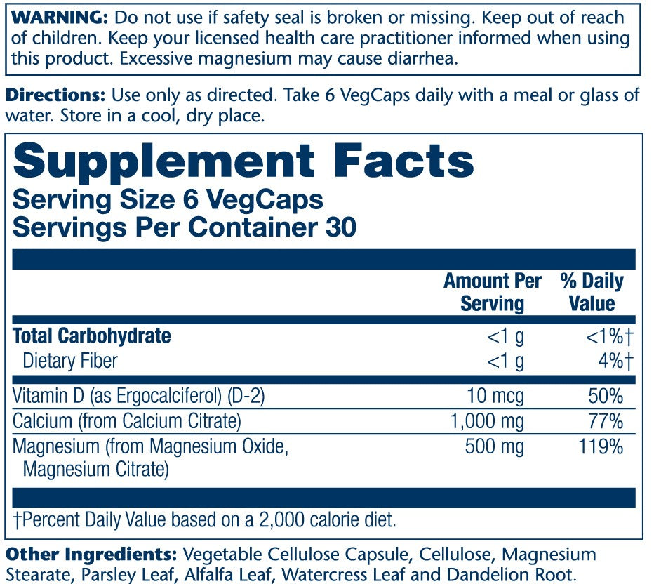 Solaray Cal-Mag Citrate W/d-2, 2:1 Ratio 180 Caps thumbnail 2