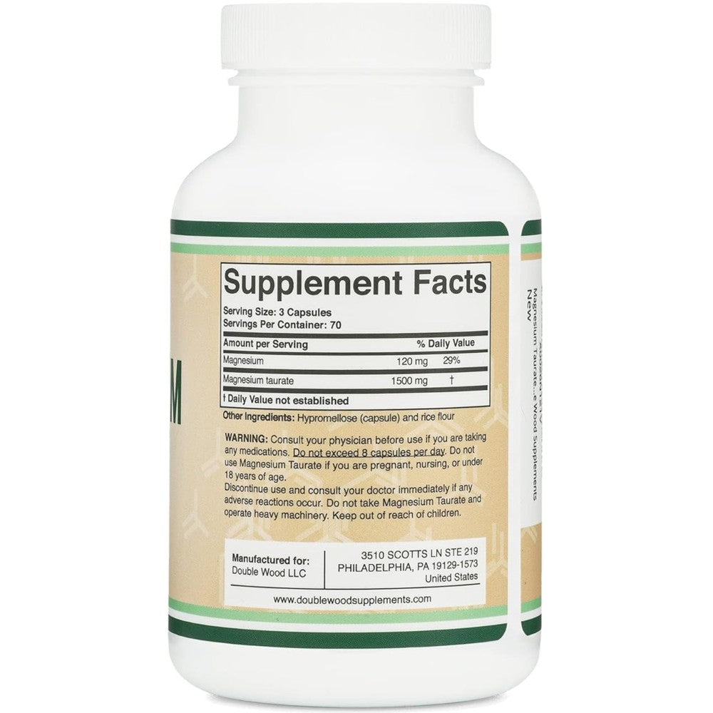 Double Wood Magnesium Taurate 1500mg – Heart & Brain Health Support thumbnail 2