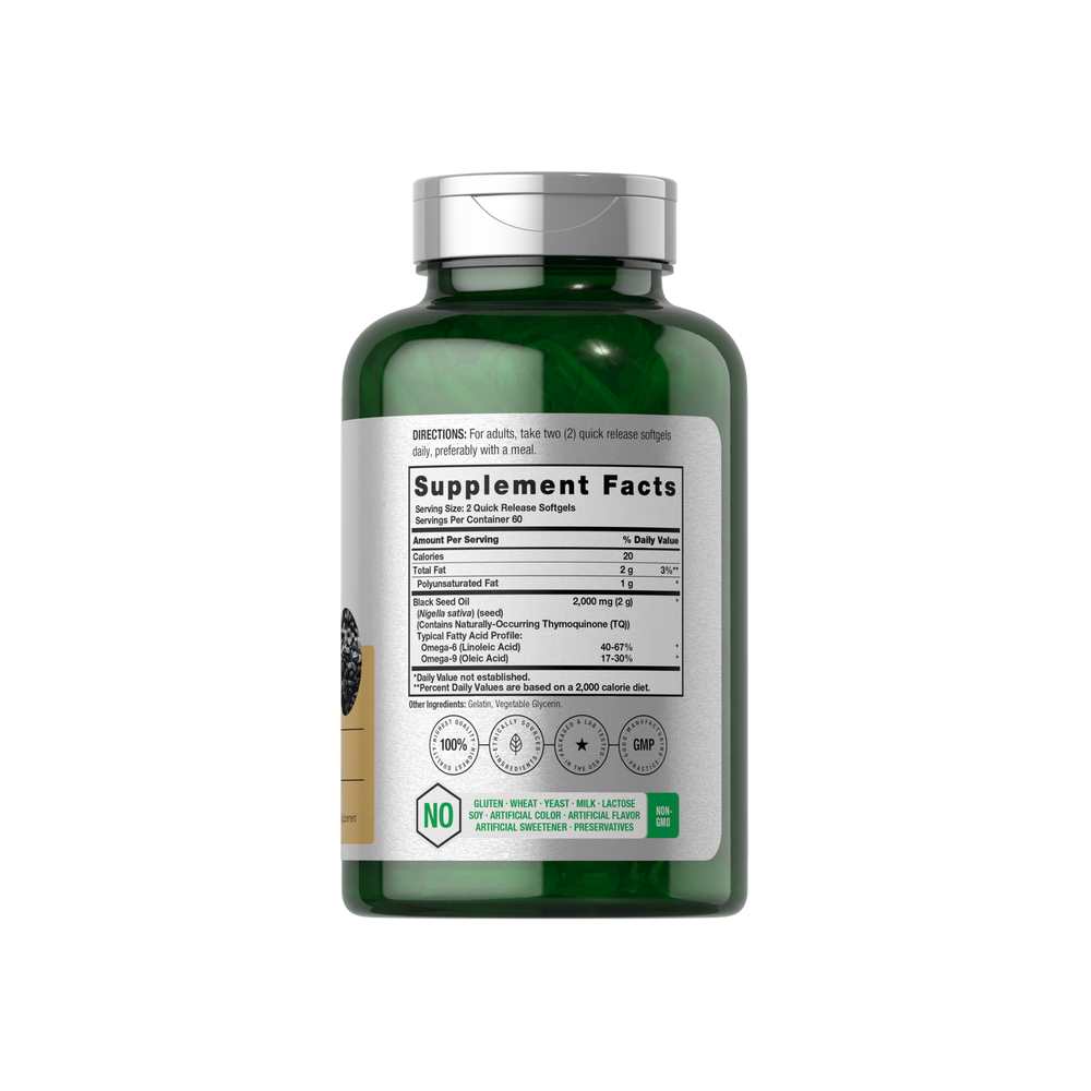 Horbäach Black Seed Oil 2000mg per Serving | 120 Softgels thumbnail 2