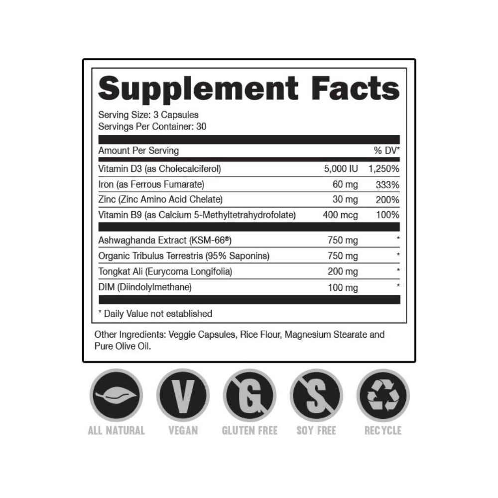 Bucked Up RUT Testosterone Booster - Peak Body Composition, Stamina & Superior Sex Drive - All-Natural Formula - 90 Capsules - DAS Labs Dietary Supplement thumbnail 6