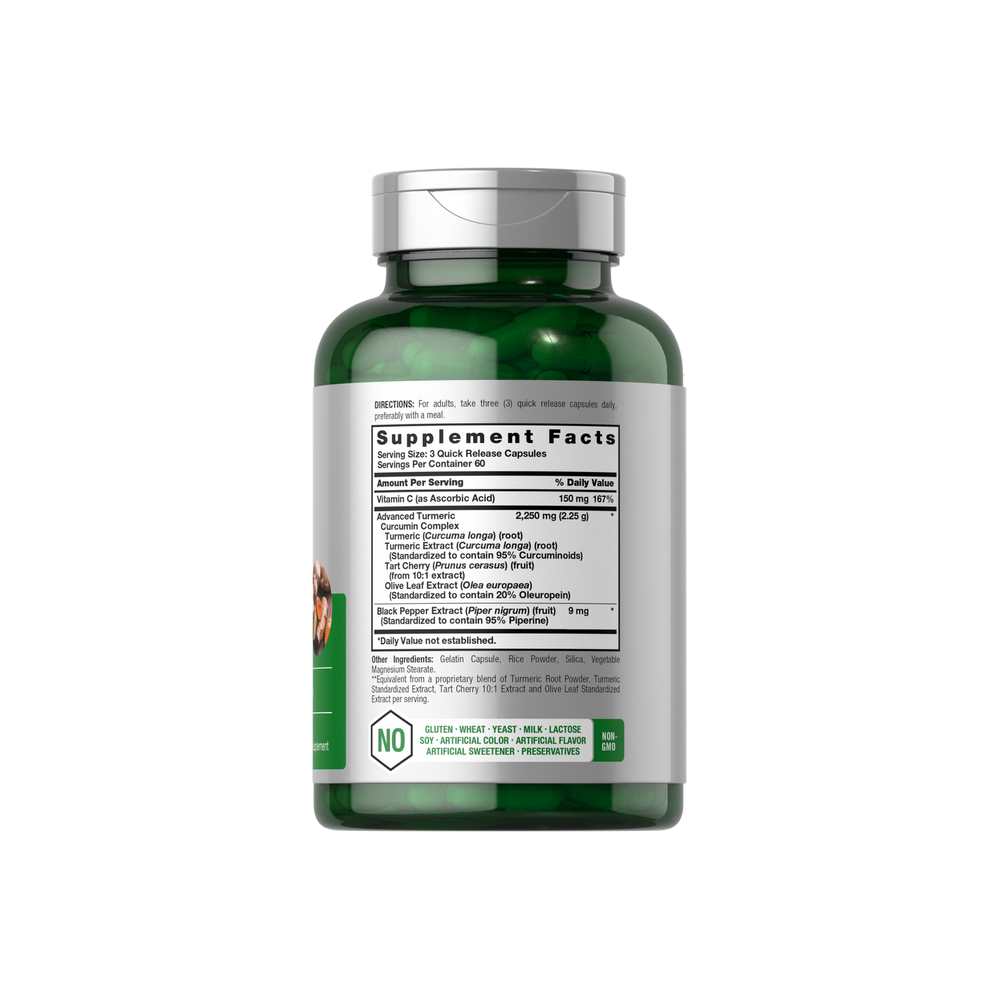 Horbäach Turmeric Curcumin with Black Pepper 2250mg per Serving | 180 Capsules thumbnail 2
