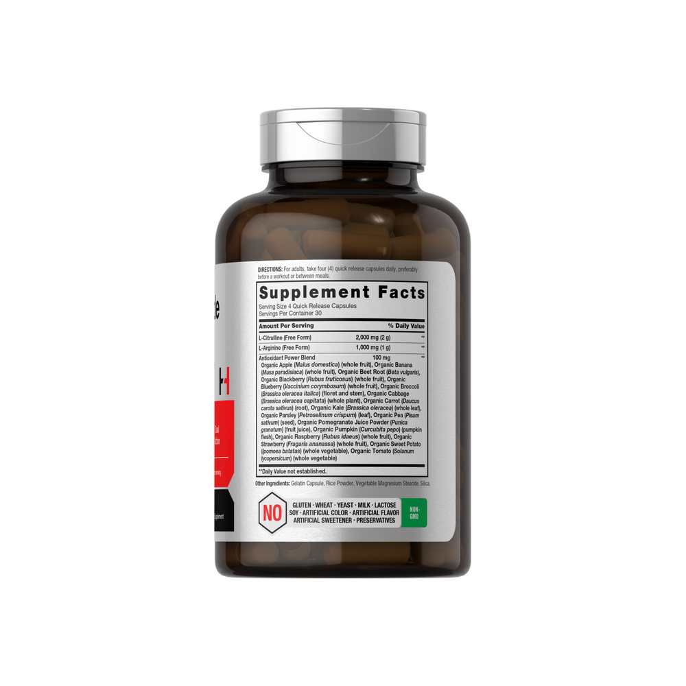 Horbäach Nitric Oxide Max 3000mg per Serving | 120 Capsules thumbnail 2