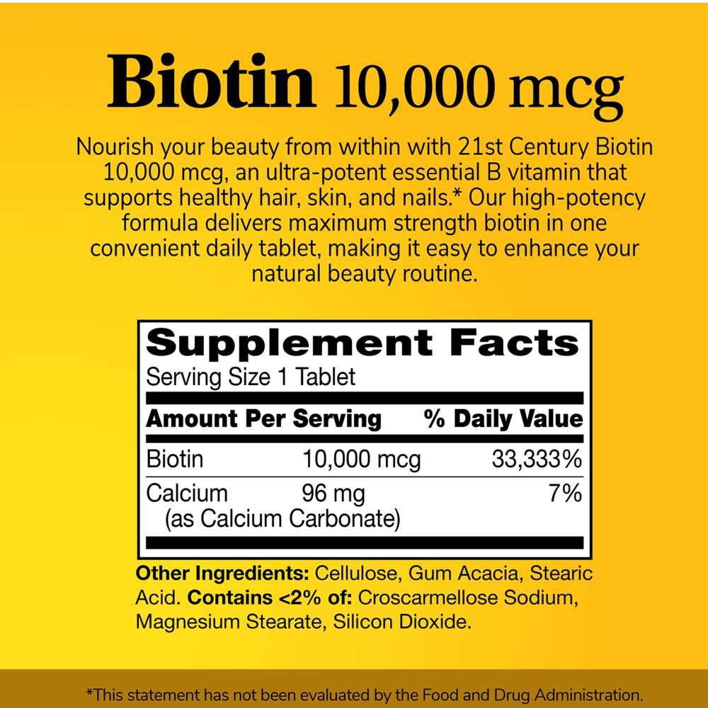 21st Century Biotin 10,000 Mcg 360 Tablets thumbnail 3