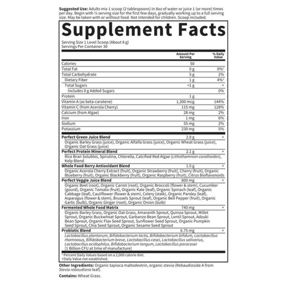 Garden of Life Perfect Food Berry Super Green Fruit & Veggie Formula 8.5oz (240g) Powder thumbnail 2