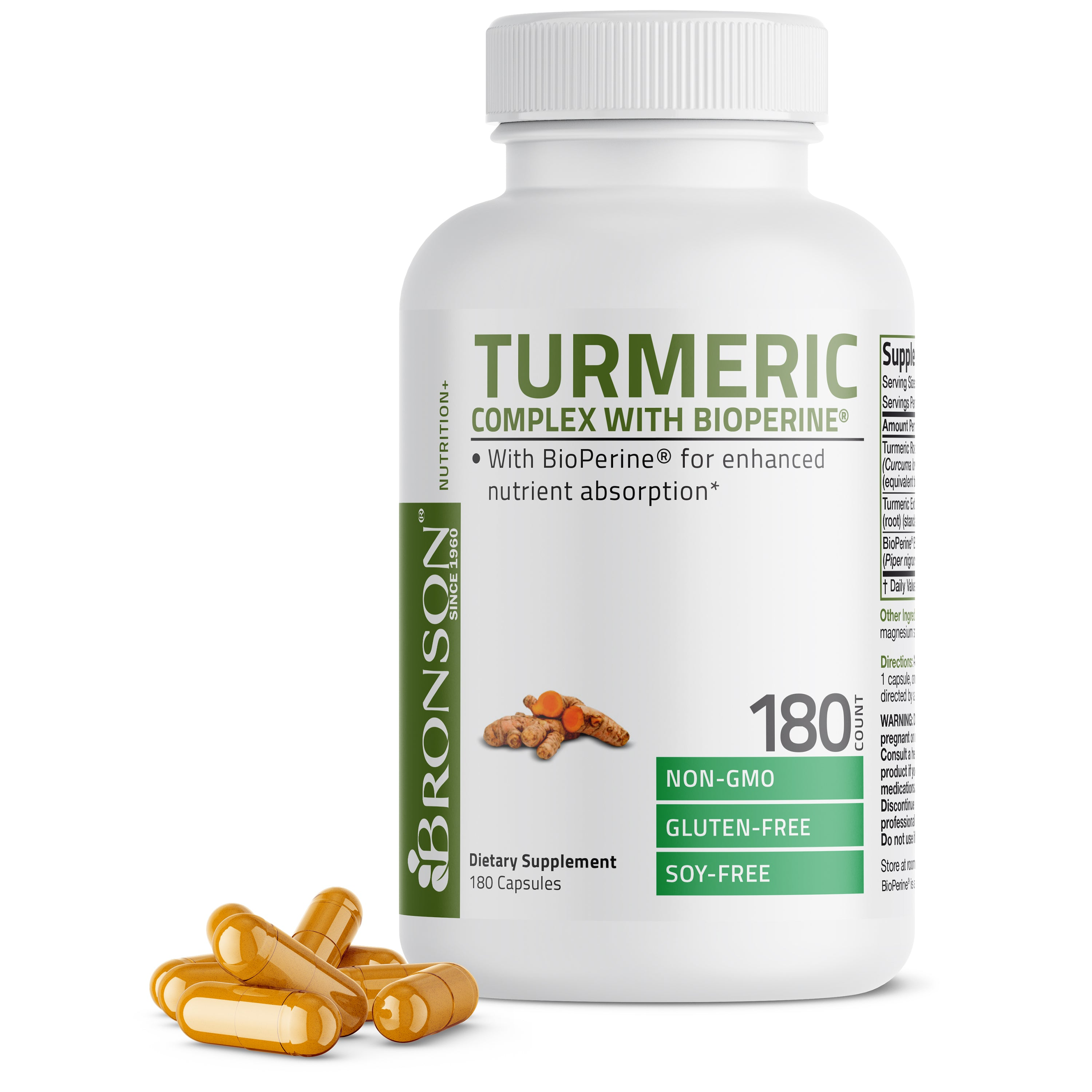 Bronson Vitamins Turmeric Complex with Bio Perine® - 1,000 Mg 60 Caps thumbnail 3