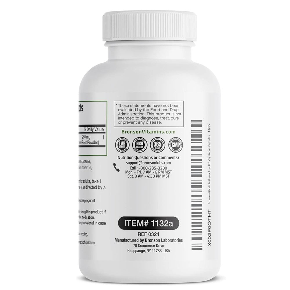 Bronson Rhodiola Rosea Vegetarian Capsules thumbnail 3