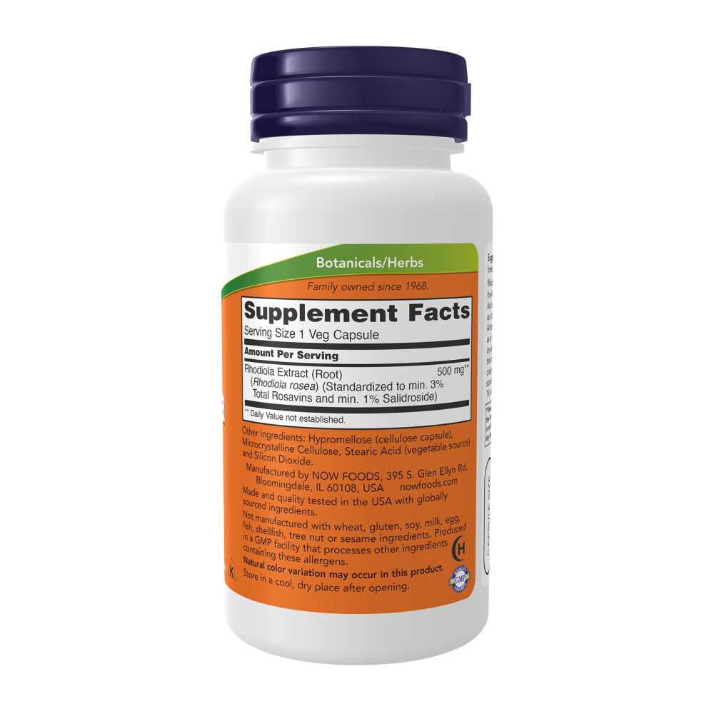 Now Foods Rhodiola 500mg – Adaptogenic Herb for Stress & Energy – 60 Veg Capsules thumbnail 3