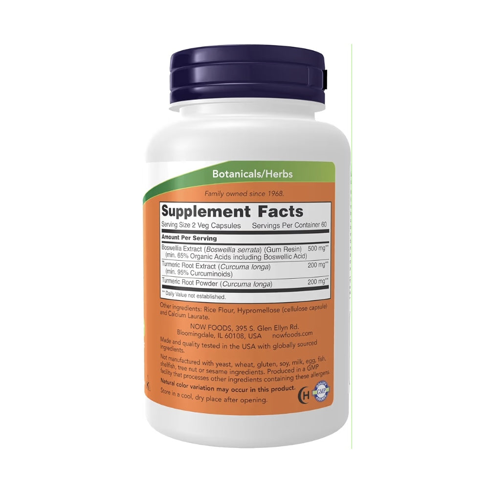 Now Foods Boswellia Extract 250 mg, plus Turmeric Root Extract thumbnail 2