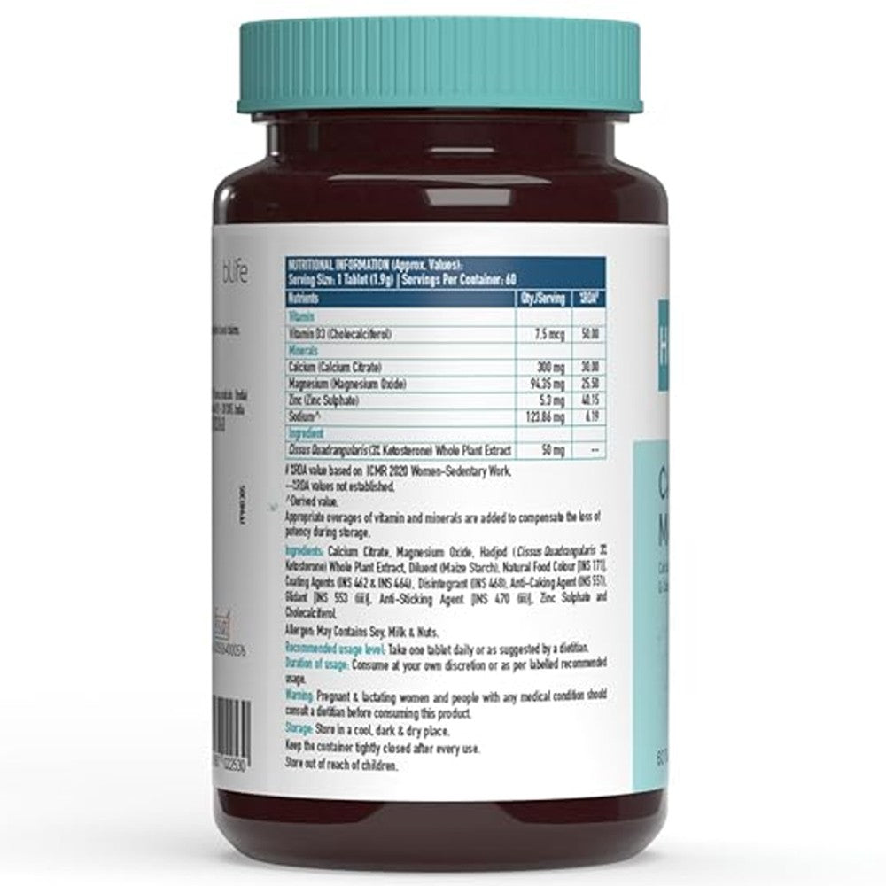 HK Vitals Calcium + Magnesium + Zinc with Vitamin D3 & Cissus 60 Tablets thumbnail 2
