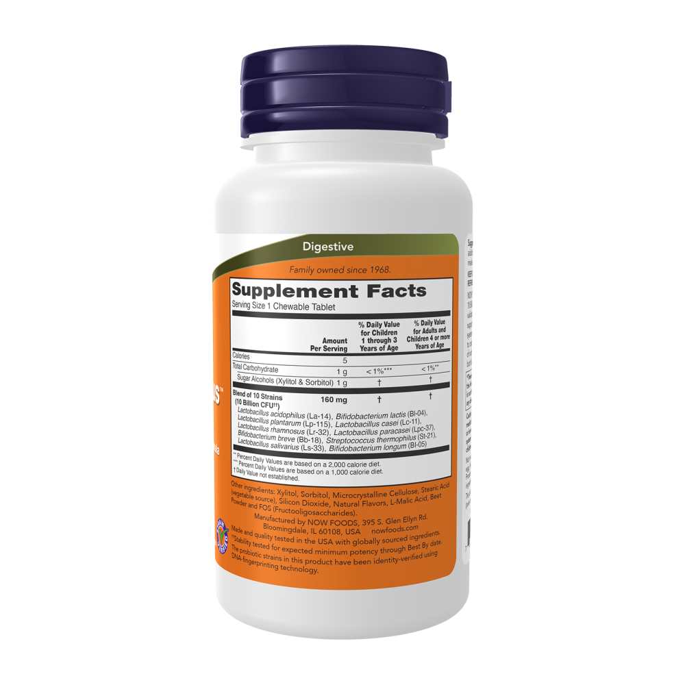Now Foods Berry Dophilus 10 Billion – Extra Strength Probiotic – 50 Chewable Tablets thumbnail 2