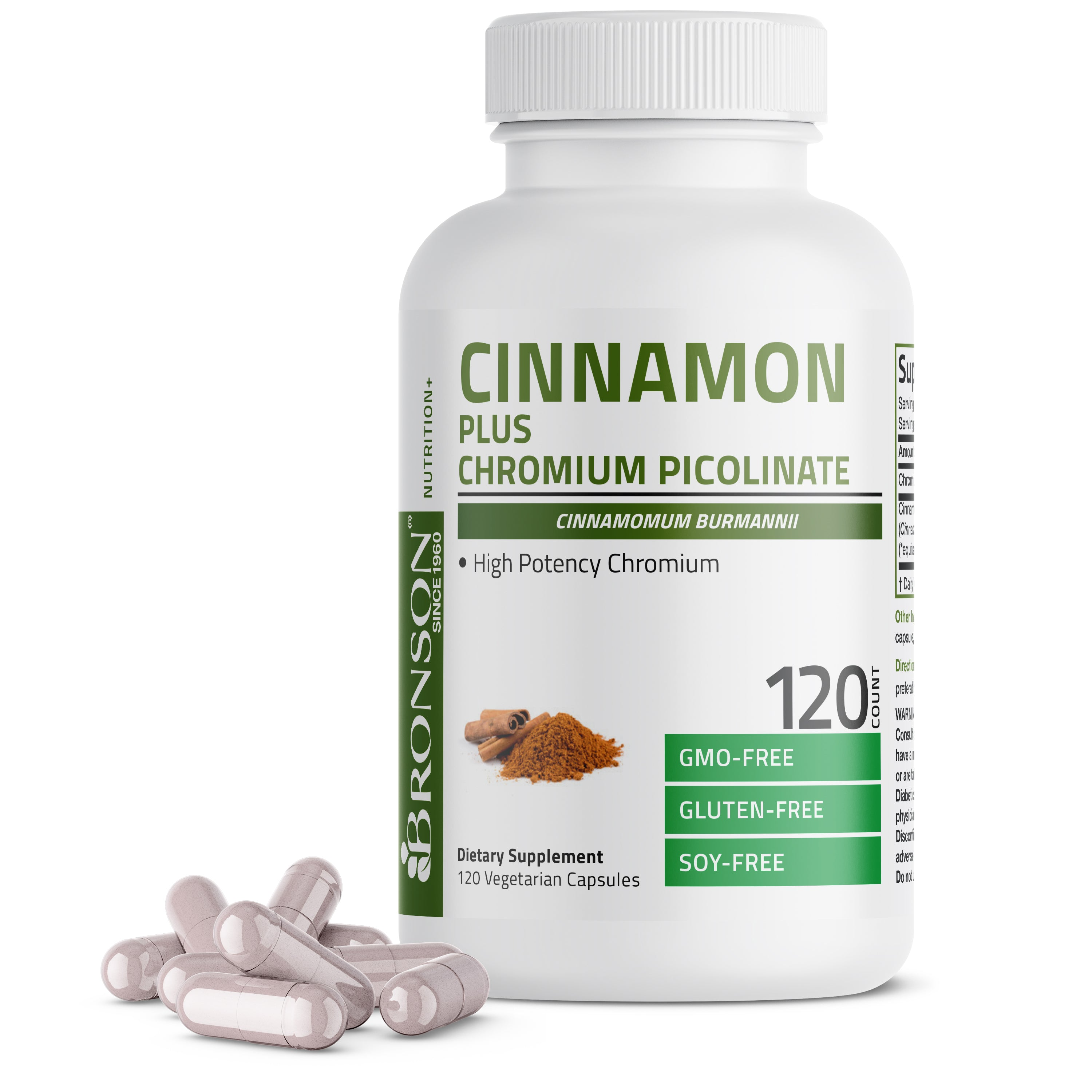 Bronson Vitamins Cinnamon 2000 Mg per Serving Plus Chromium 60 Caps thumbnail 2