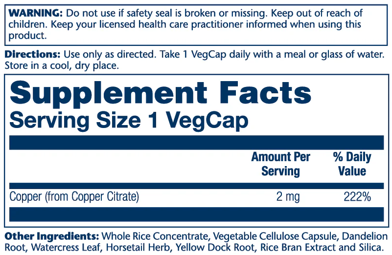 Solaray Copper Citrate 2mg 60 Caps thumbnail 2