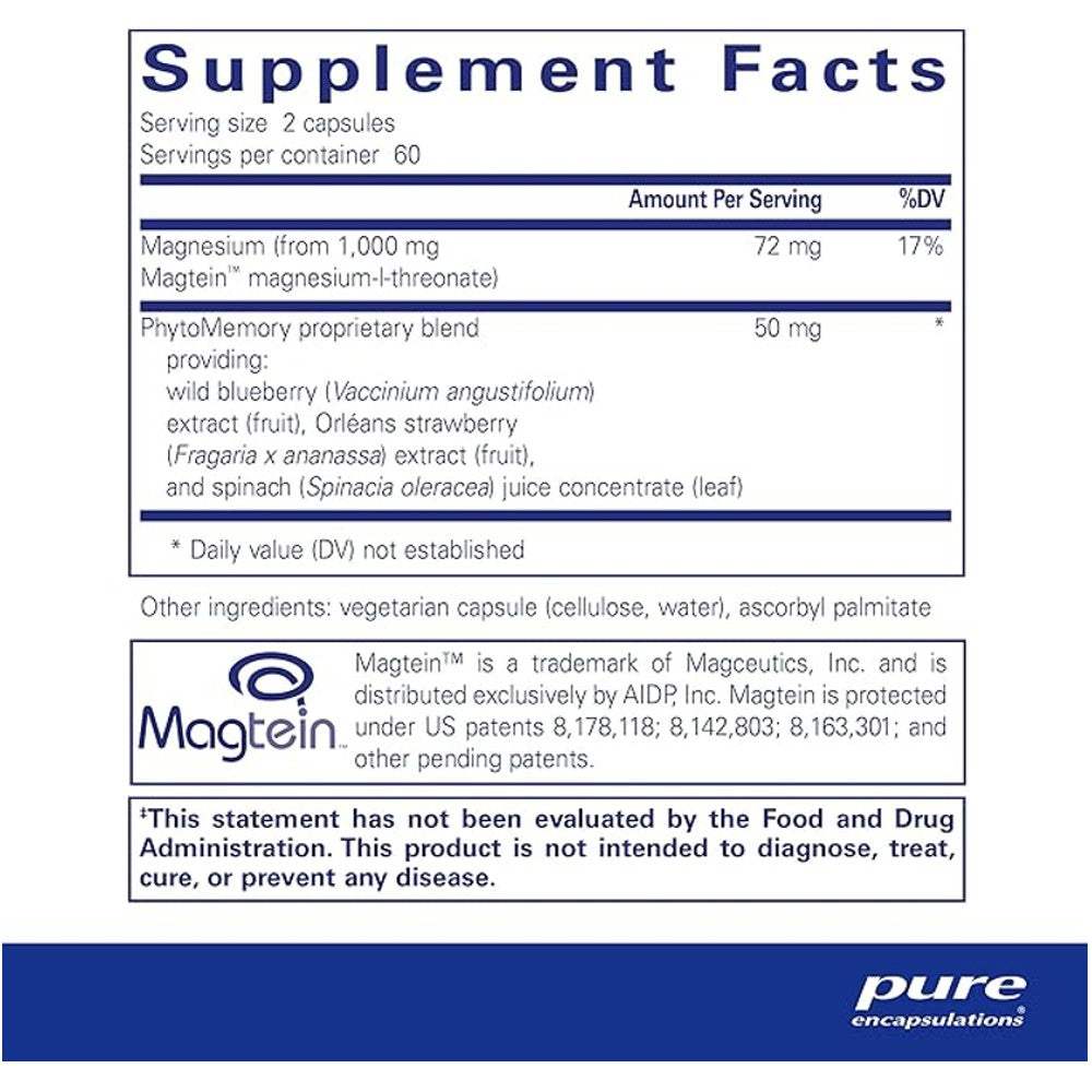 Pure Encapsulations CogniMag – Magtein Magnesium L-Threonate thumbnail 2