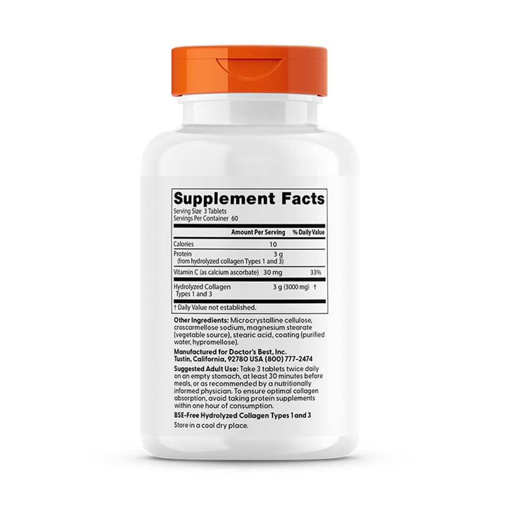 Doctor’s Best – Collagen 1 & 3 + Vitamin C | Peptan | 3000 Mg | 180 Tablets | Beauty & Mobility Support thumbnail 2
