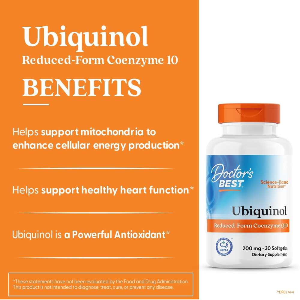 Doctor's Best Ubiquinol with Kaneka 200mg Softgels 30 Count thumbnail 3