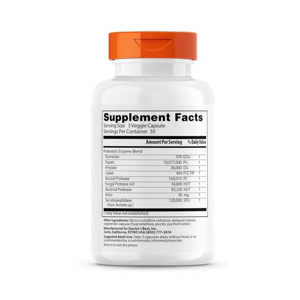 Doctor’s Best Proteolytic Enzyme Complex | 90 Delayed-Release Veggie Caps thumbnail 2