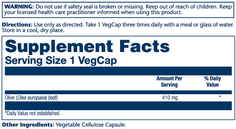 Solaray Olive Leaf 410mg 100 Caps thumbnail 2