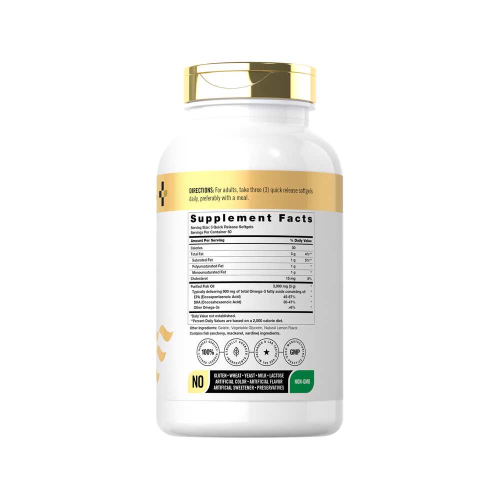 Horbäach Fish Oil 3000mg per Serving | 150 Softgels thumbnail 2