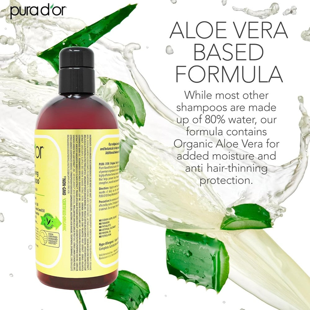 PURA D'OR Original Gold Label Anti Hair-Thinning Biotin Shampoo - 16oz for Men & Women thumbnail 3