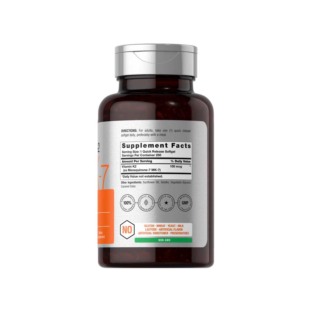Horbäach Vitamin K-2 Mk7 100mcg | 250 Softgels thumbnail 2