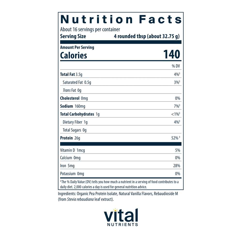 Vital Nutrients Pro Veg Organic Pea Protein Soy Free 524g thumbnail 2