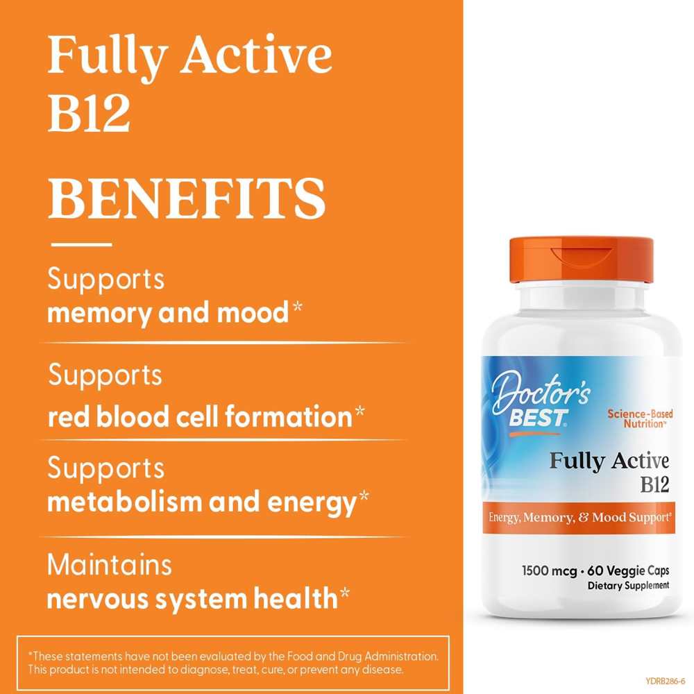 Doctor's Best Fully Active B12, 1,500 Mcg, 60 Veggie Caps thumbnail 2