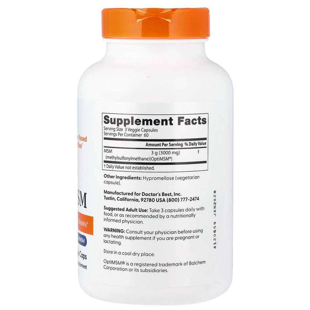 Doctor's Best Msm with Opti Msm, 3000 Mg per Serving, 180 Veggie Caps thumbnail 2