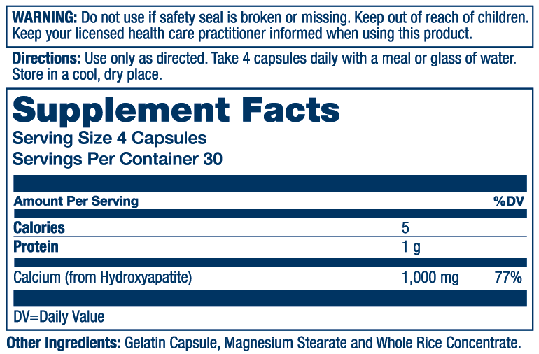 Solaray Calcium Hydroxyapatite 1000mg 120 Caps thumbnail 2
