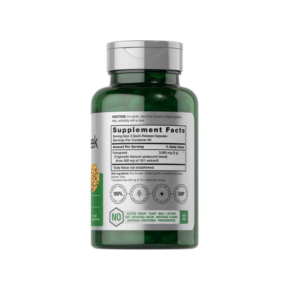 Horbäach Fenugreek 3000mg per Serving | 150 Capsules thumbnail 2