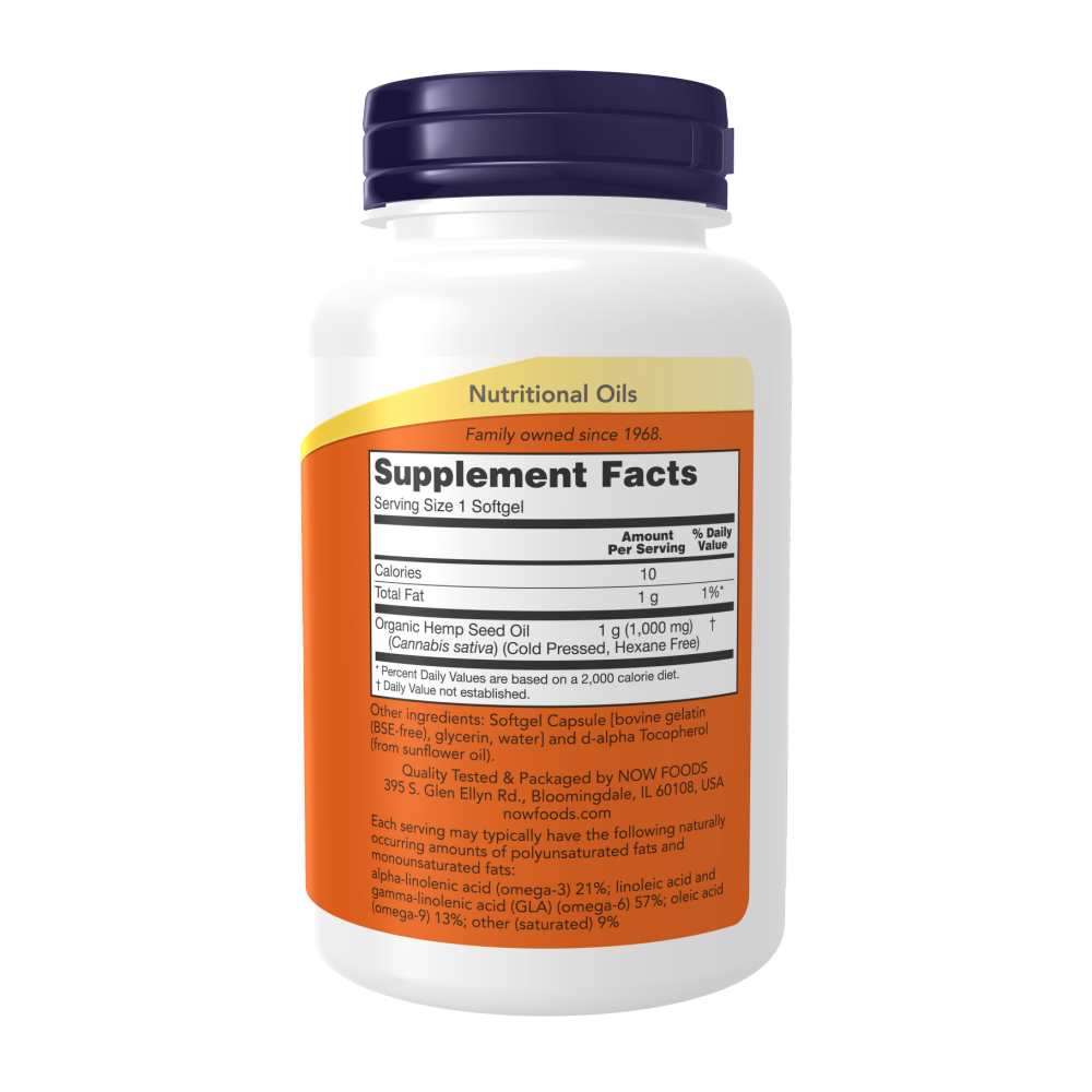 Now Foods Hemp Seed Oil 1000 Mg – Essential Fatty Acids for Nutritional Support – 120 Softgels thumbnail 2