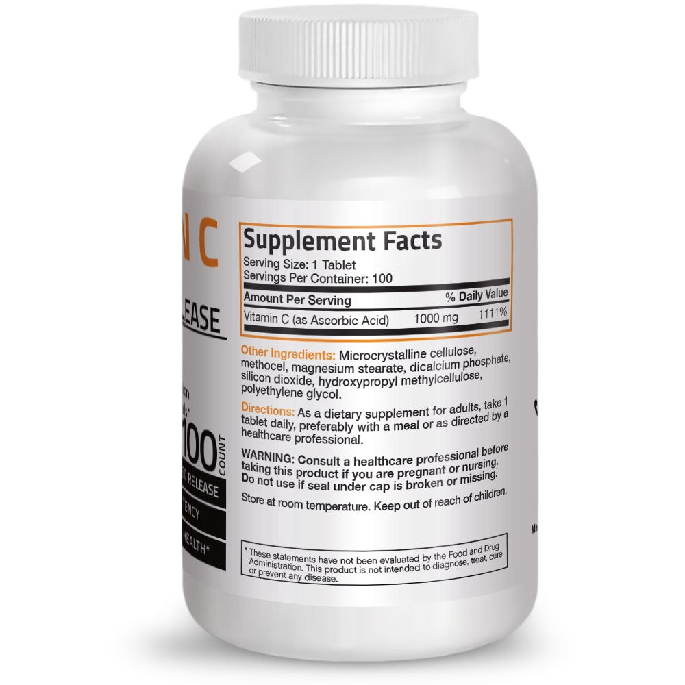 Bronson Vitamins Vitamin C Ascorbic Acid Sustained Release - 1,000 Mg 100 Tabs thumbnail 2