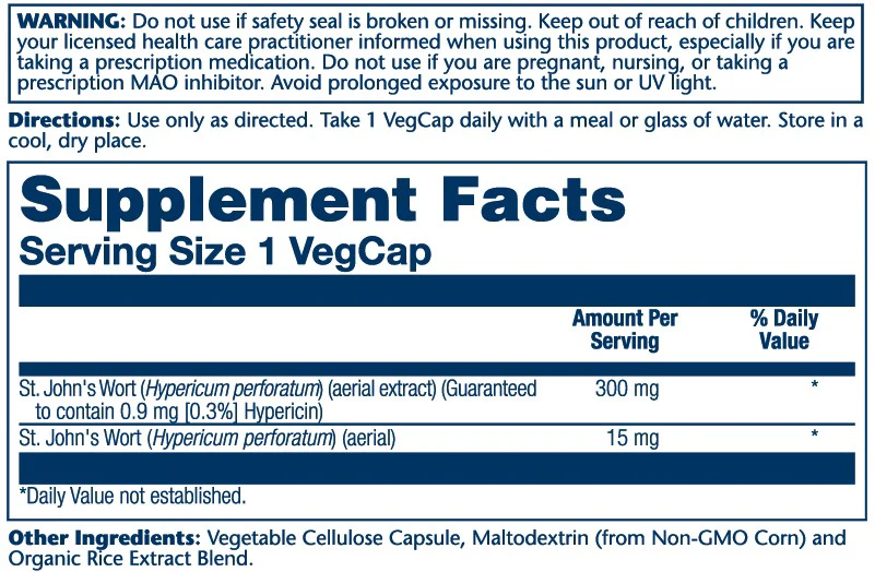 Solaray St. John's Wort Aerial Extract 300mg 60 Caps thumbnail 2