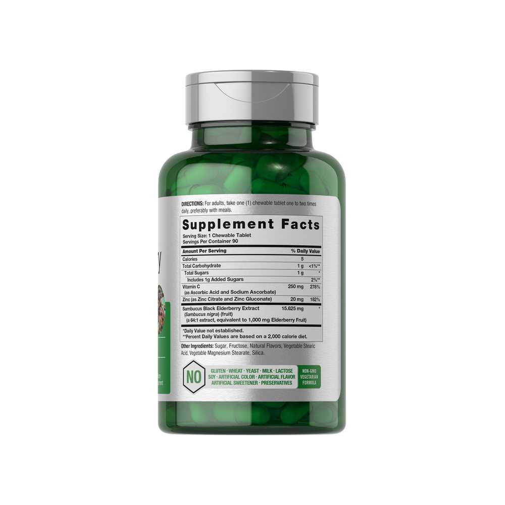 Horbäach Black Elderberry, Vitamin C and Zinc | 90 Chewable Tablets thumbnail 2