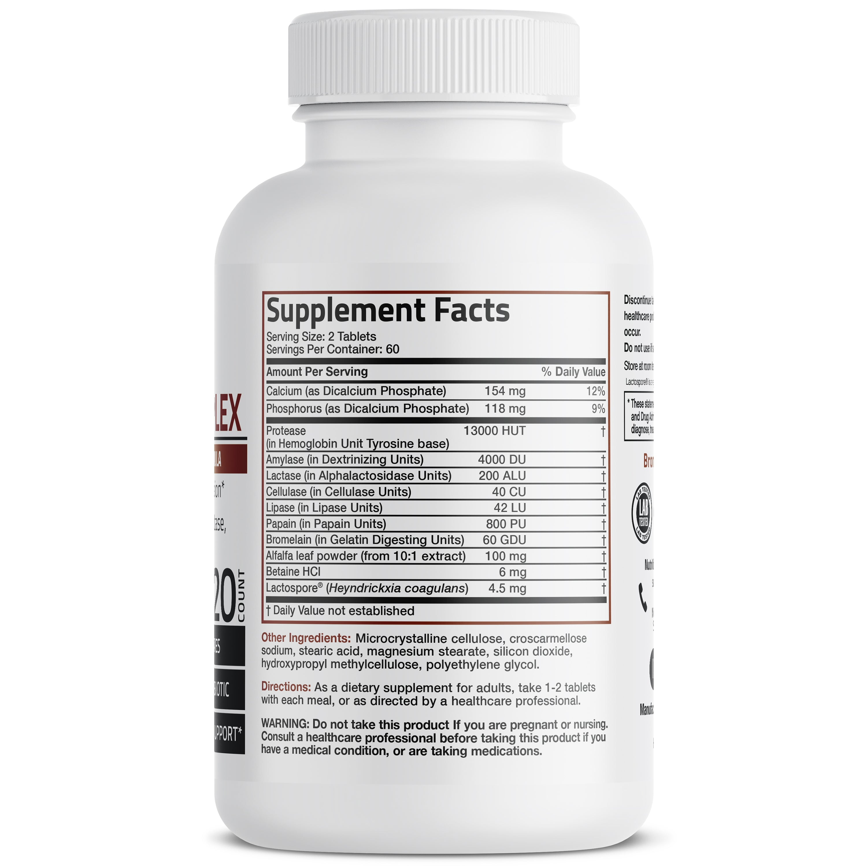 Bronson Vitamins Advanced Vegetarian Digestive Enzyme Complex™120 Tabs thumbnail 2