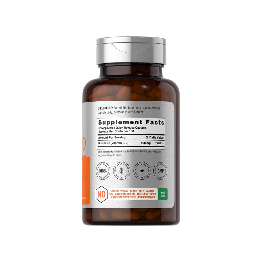 Horbäach Vitamin B-2 100mg | 180 Capsules thumbnail 2