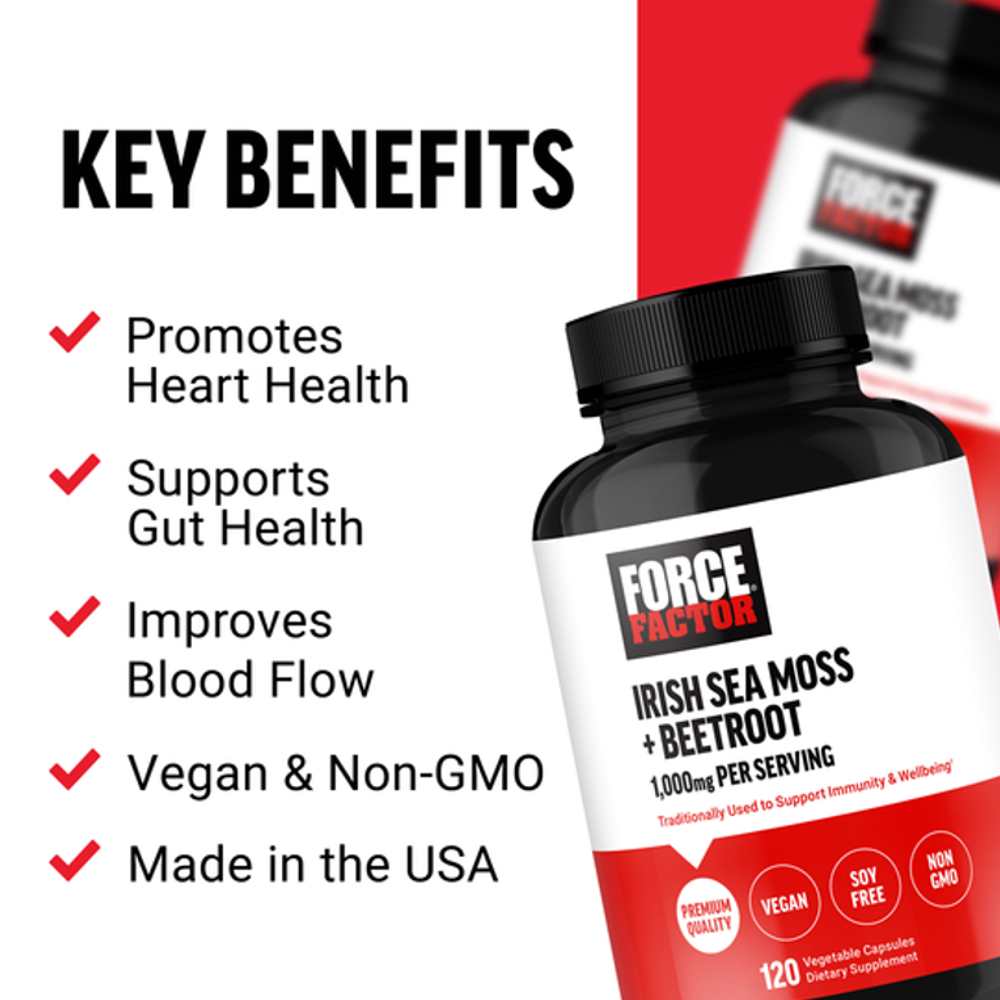 Force Factor Beetroot + Sea Moss – 120 Vegetable Capsules thumbnail 2
