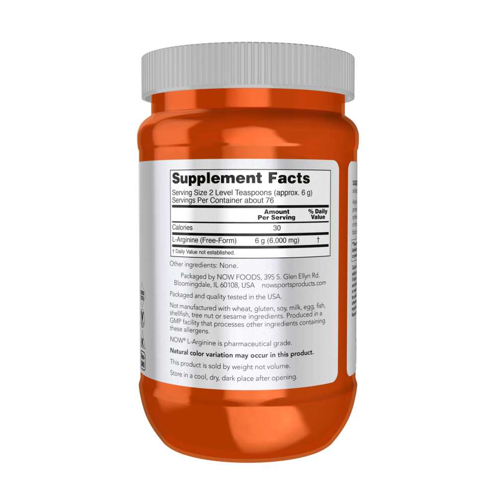 Now Sports L-Arginine Powder – Pure Nitric Oxide Precursor – 454 G thumbnail 2