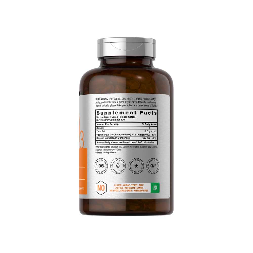 Horbäach Calcium with Vitamin D-3 | 600mg | 120 Softgels thumbnail 2