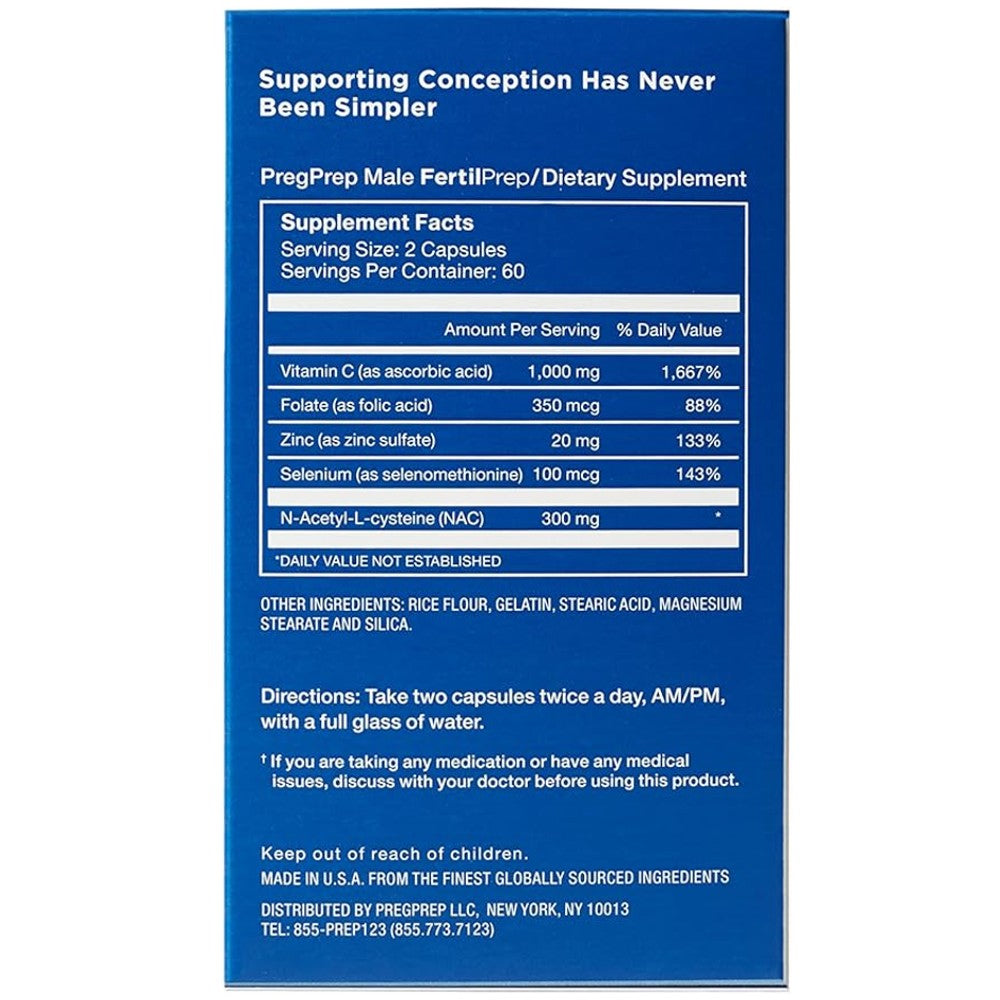 PregPrep Male FertilPrep — Sperm Health, Motility, Morphology & Concentration (120 Capsules) thumbnail 3