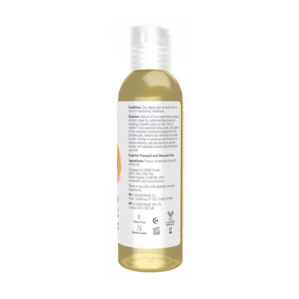 Now Foods Apricot Oil – 100% Pure Moisturizing Oil for Hair, Skin & Scalp – Cold-Pressed & Hexane-Free – 118 M L thumbnail 2