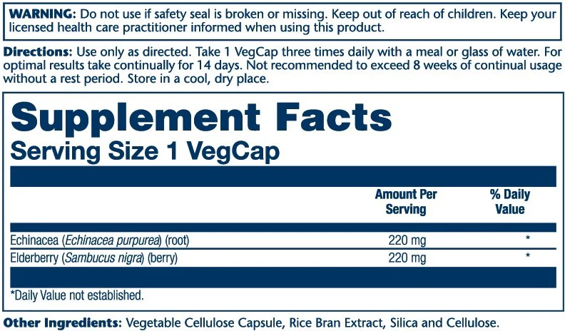 Solaray Echinacea Root & Elderberry 440mg 100 Caps thumbnail 2