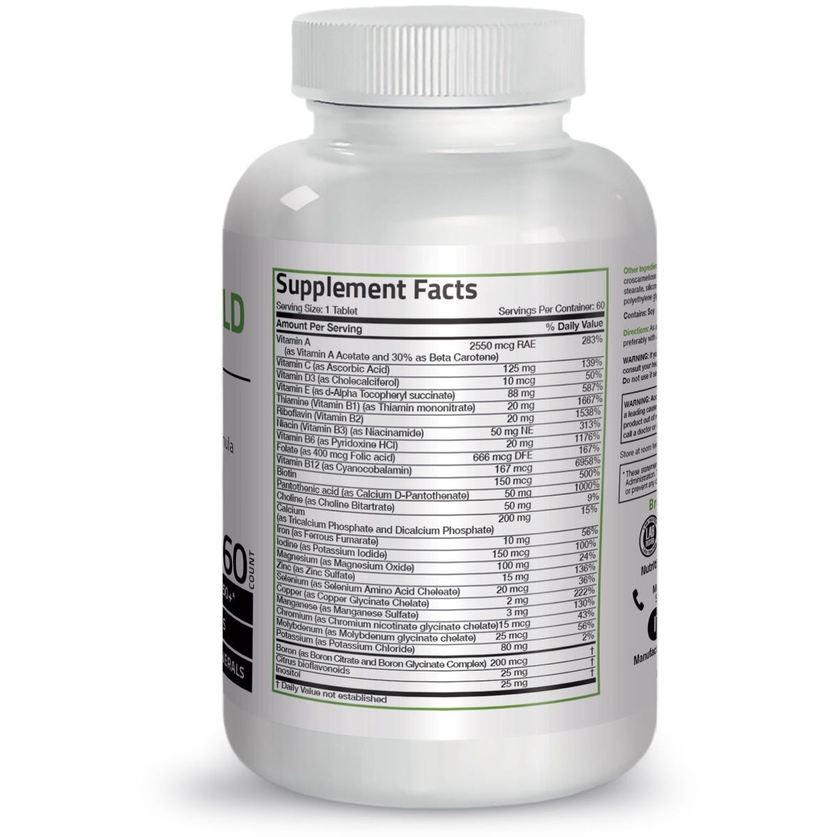 Bronson Vitamins Advanced Mature Gold Once Daily Multivitamin for Adults Over 50 60 Tabs thumbnail 2