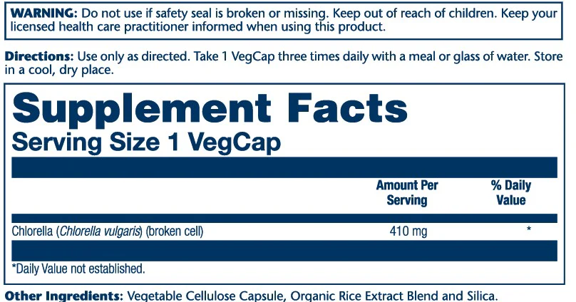 Solaray Chlorella Broken Cell 410mg 100 Caps thumbnail 2